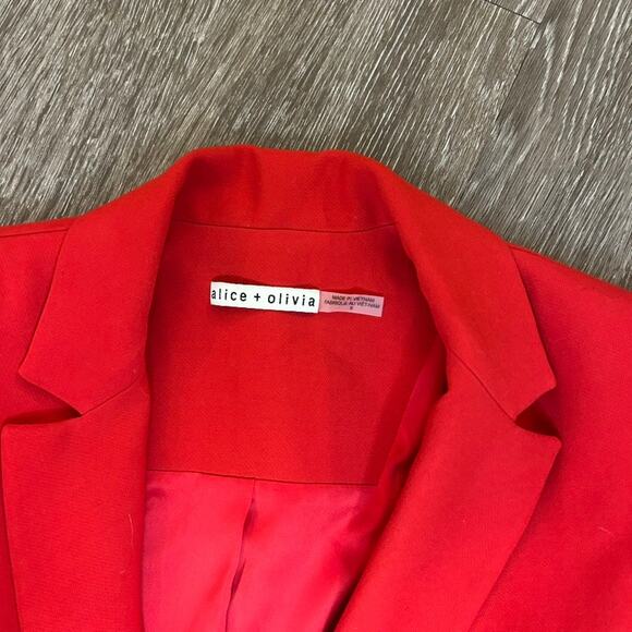 Alice + Olivia Denny Boyfriend Blazer 6 Red Single Button Tailored Jacket Suit - Picture 4 of 16